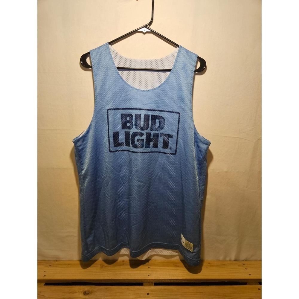 Bud Light Beer jersey tank top Mens blue size Large